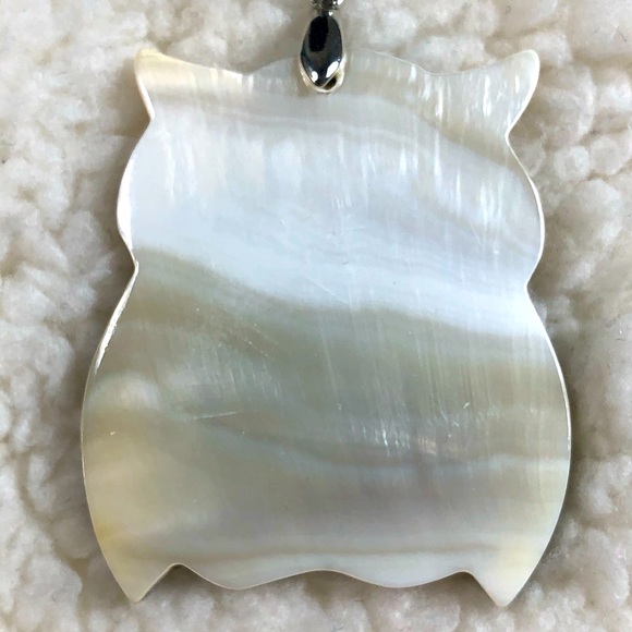 Owl abolone shell pendant necklace in many colors, beautiful on silver chain - Picture 7 of 8